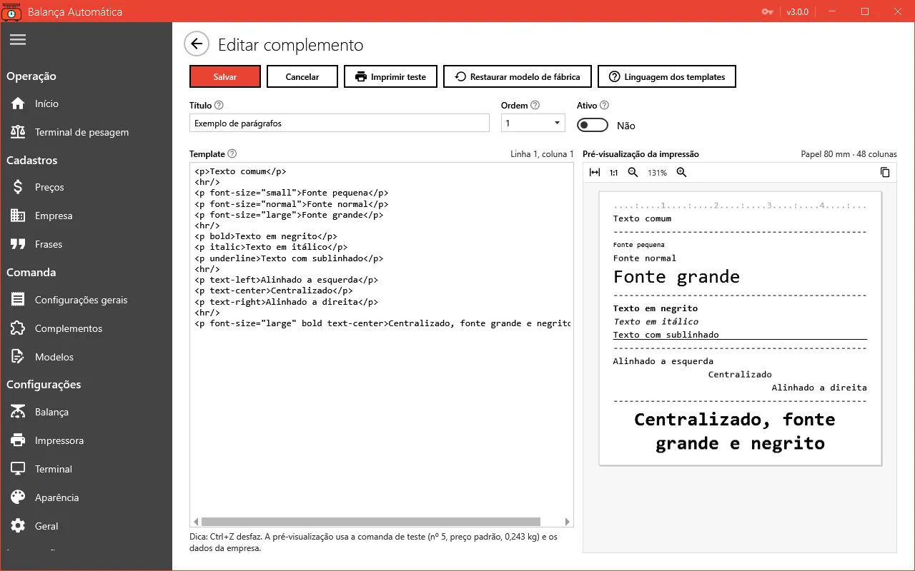 Edição de um complemento